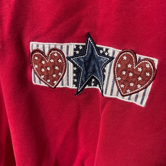 Karen Scott Red Country Hearts XL Vintage Sweater Sweatshirt Pullover - Picture 2 of 8